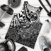Guam Polynesian Tank Top (Men) - White Turtle Flowing White - Polynesian Pride