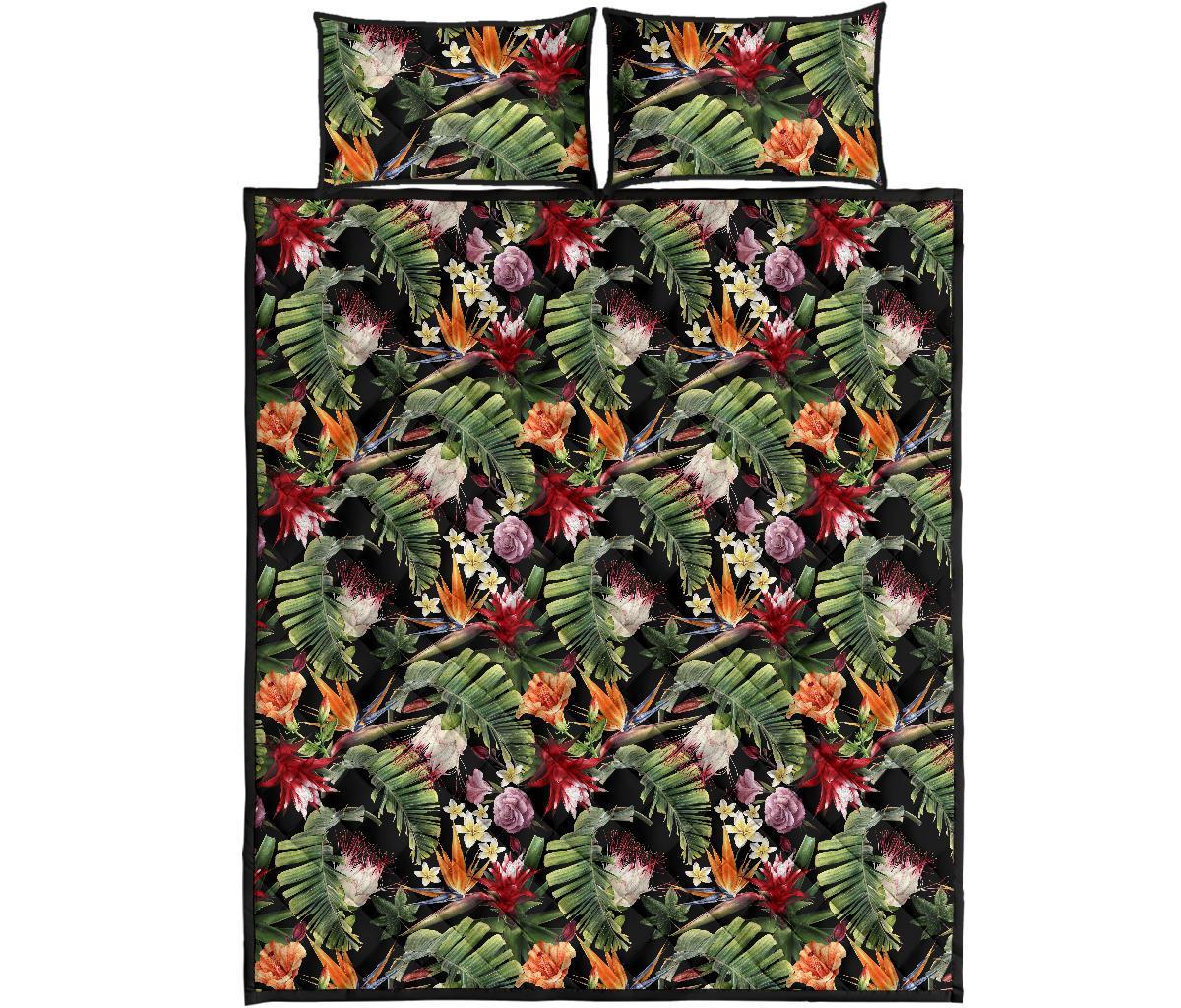 Hawaii Quilt Bed Set Tropical Flowers Watercolor. AH - Polynesian Pride