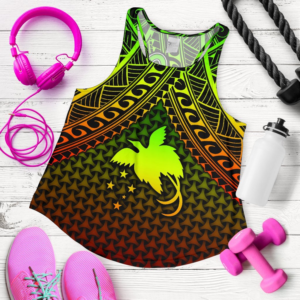 Polynesian Papua New Guinea Women's Racerback Tank - Reggae Vintage Polynesian Patterns Art - Polynesian Pride