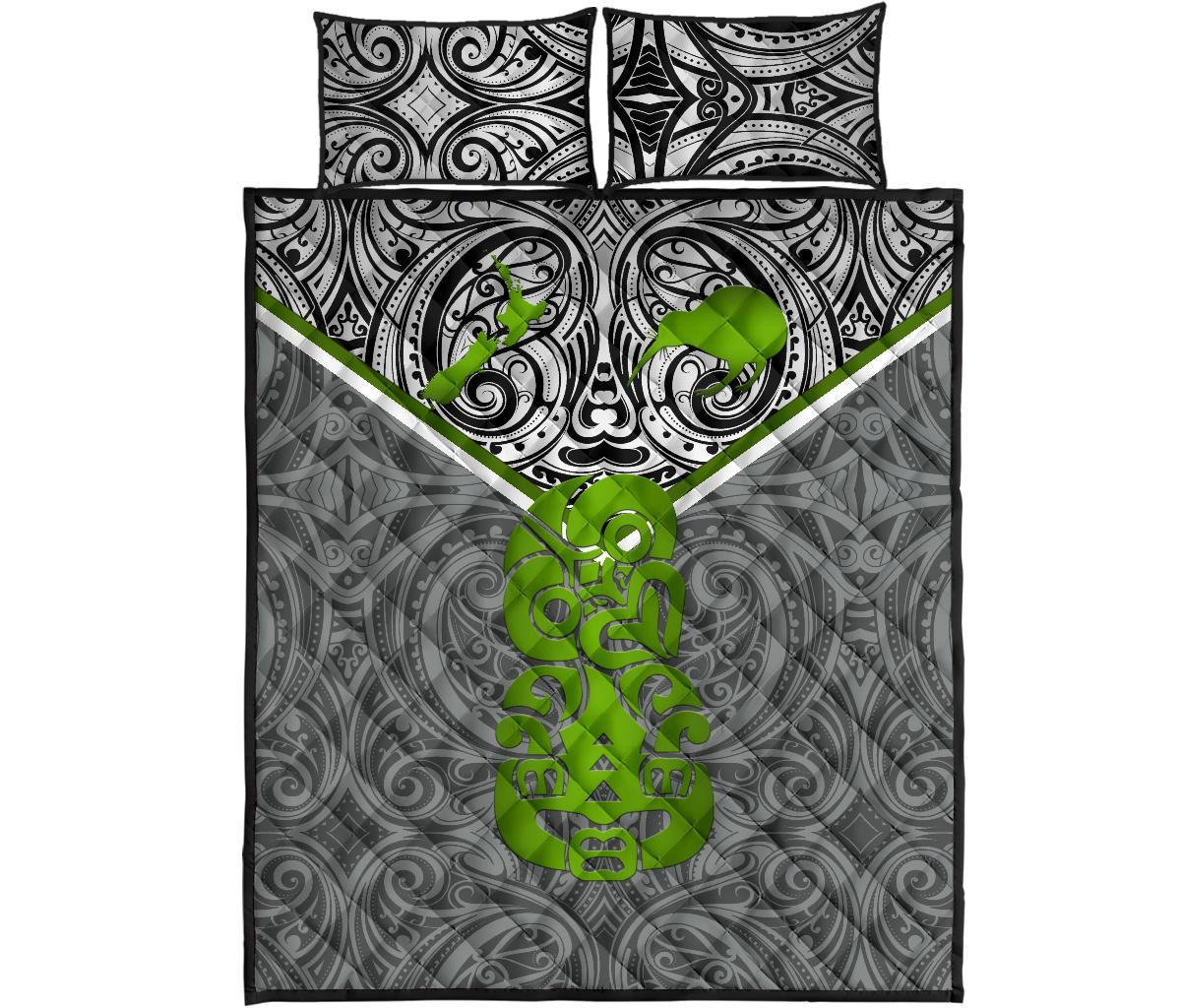 New Zealand Maori Rugby Quilt Bed Set Pride Version - Gray - Polynesian Pride