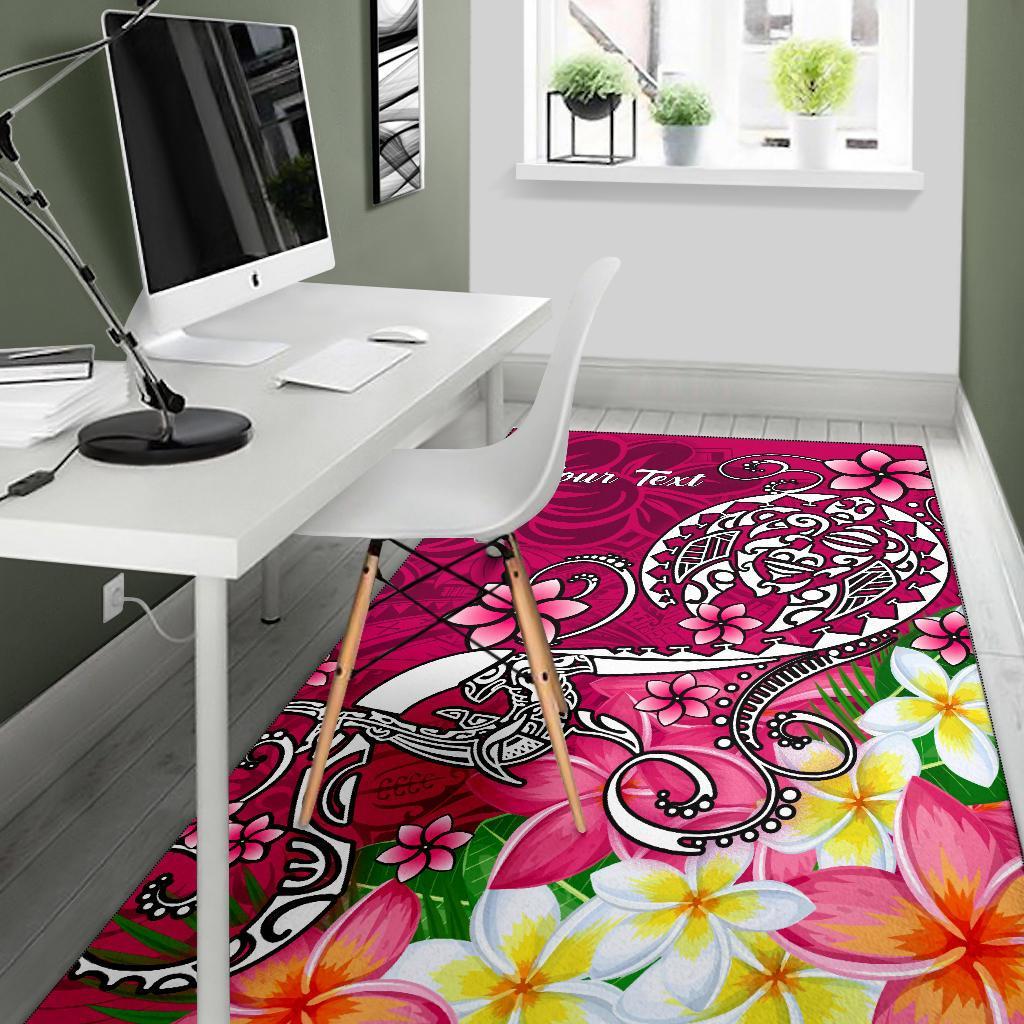 Samoa Custom Personalised Area Rug - Turtle Plumeria (Pink) - Polynesian Pride