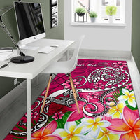 Samoa Custom Personalised Area Rug - Turtle Plumeria (Pink) - Polynesian Pride