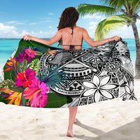 American Samoa Sarong White - Turtle Plumeria Banana Leaf - Polynesian Pride