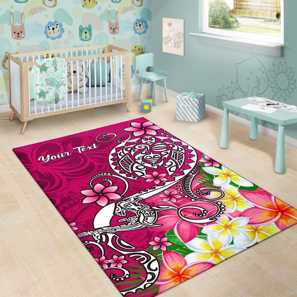 Samoa Custom Personalised Area Rug - Turtle Plumeria (Pink) - Polynesian Pride