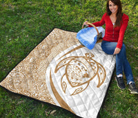 Hawaii Turtle Map Polynesian Premium Quilt - Circle Style - Polynesian Pride