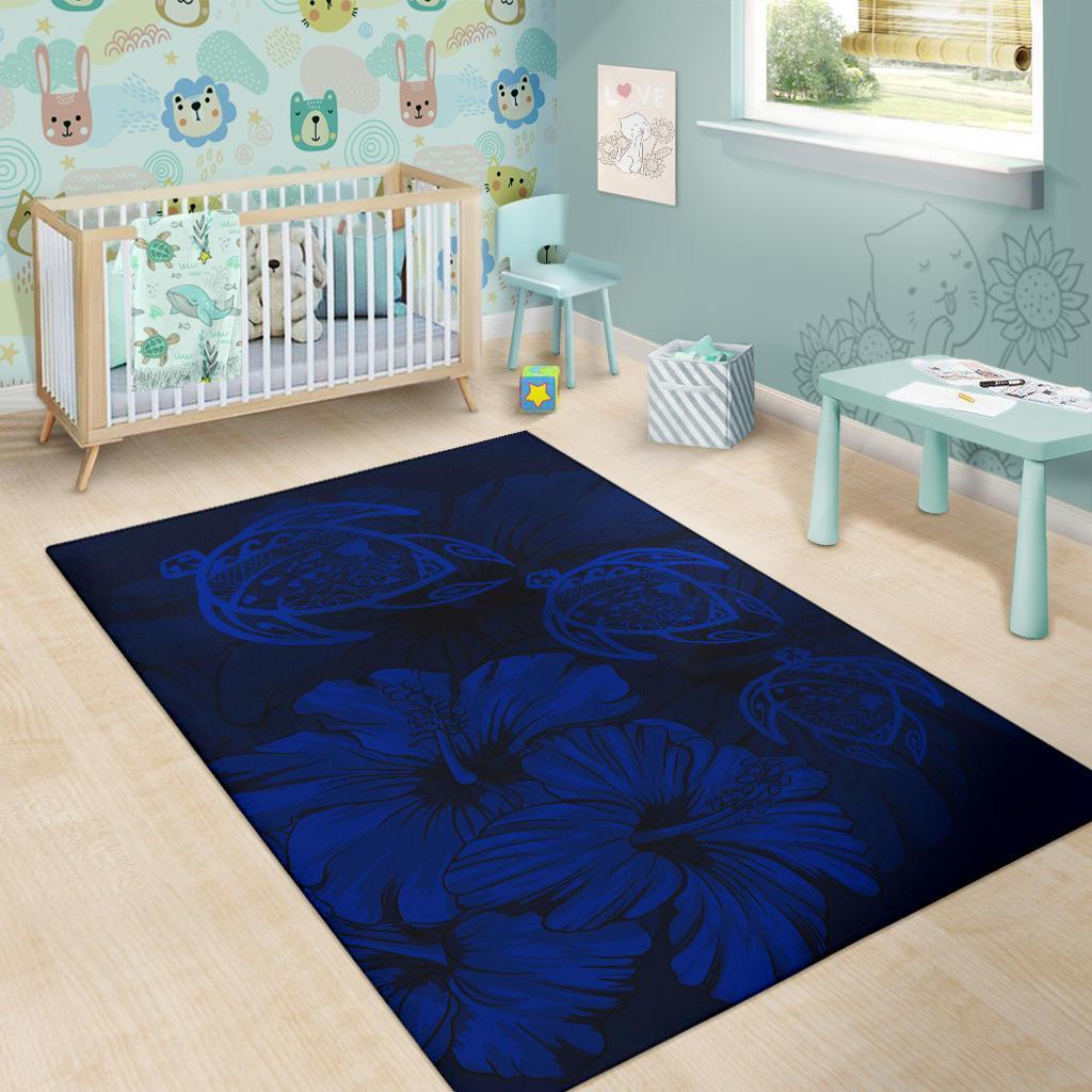 Hawaiian Map Hibiscus Flowers Vintage Polynesian Rug AH - Polynesian Pride
