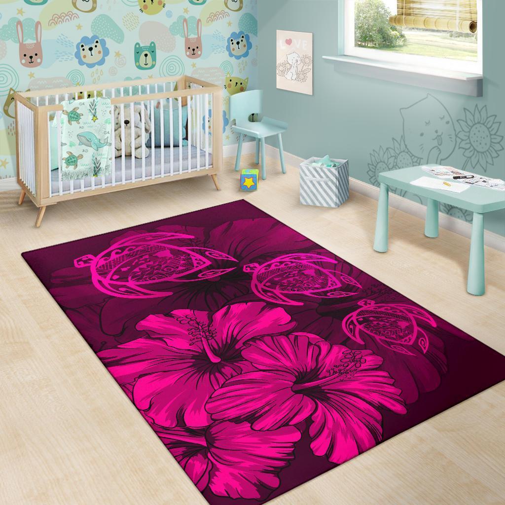 Hawaiian Map Hibiscus Flowers Vintage Polynesian Rug AH - Polynesian Pride