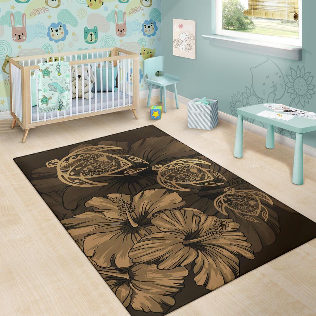 Hawaiian Map Hibiscus Flowers Vintage Polynesian Rug AH - Polynesian Pride
