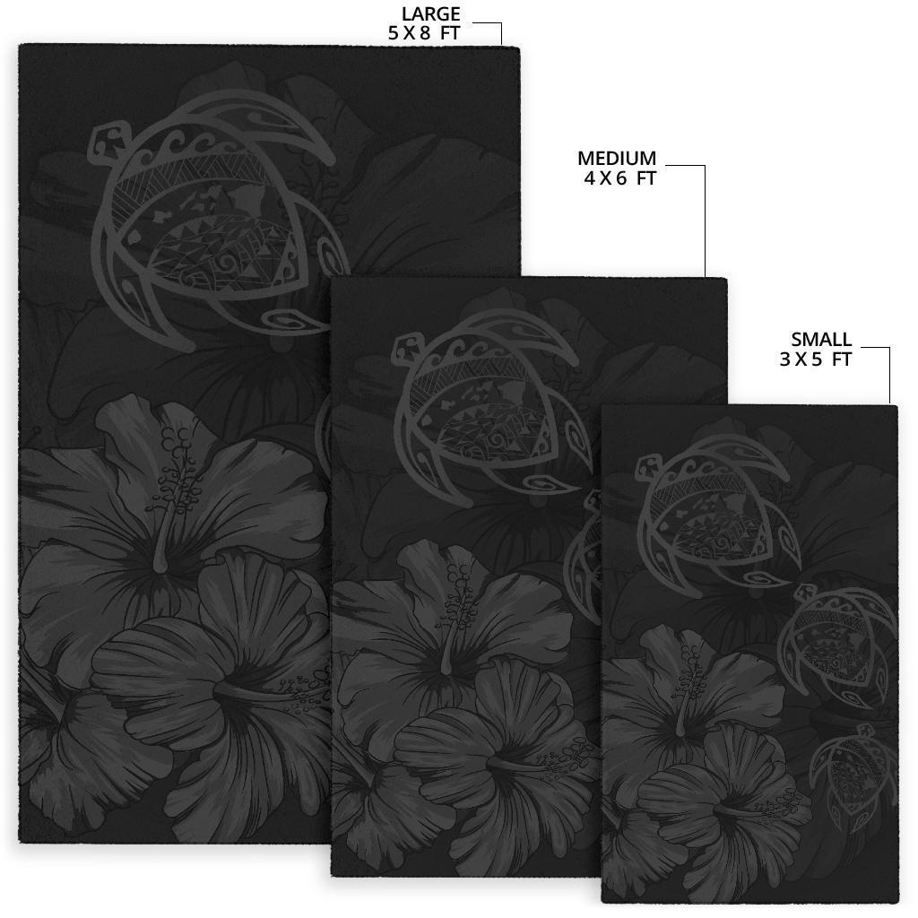 Hawaiian Map Hibiscus Flowers Vintage Polynesian Rug AH - Polynesian Pride