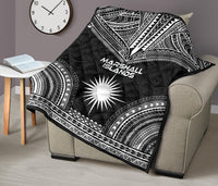 Marshall Islands Premium Quilt - Marshall Islands Flag Polynesian Chief Black Version - Polynesian Pride