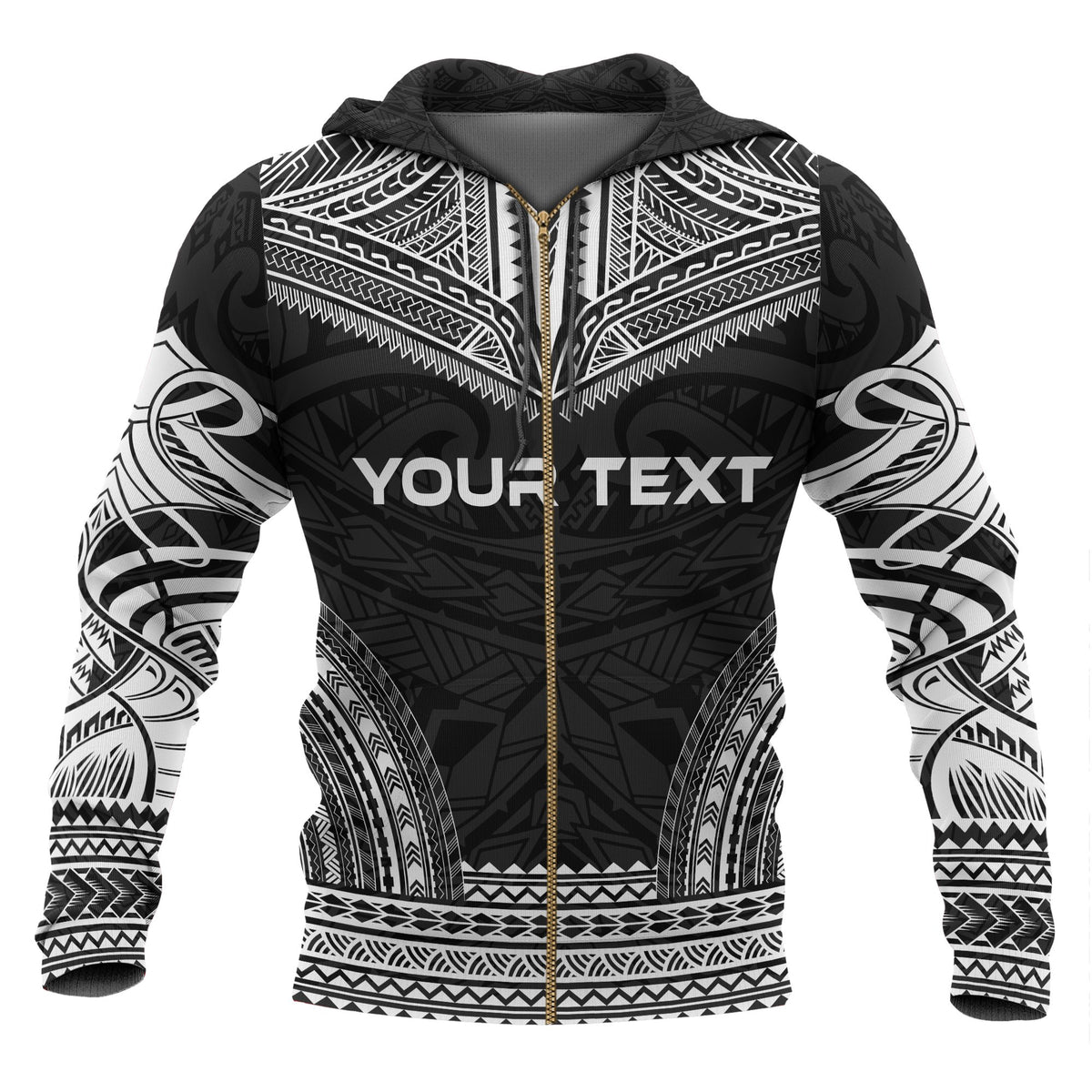 Yap Polynesian Chief Custom Zip up Hoodie Black Version - Polynesian Pride
