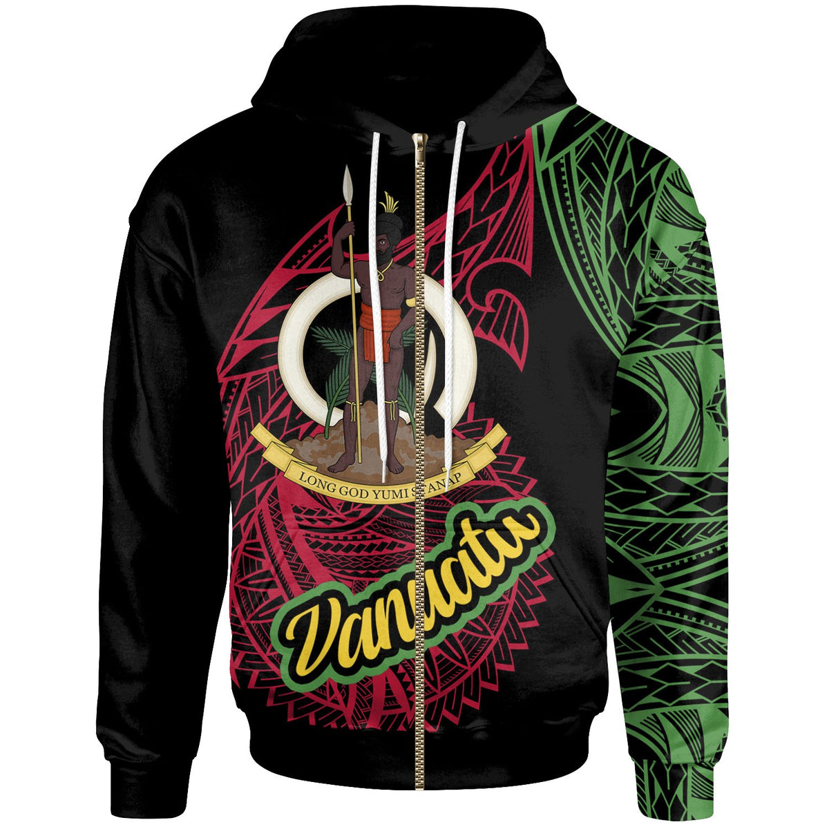 Vanuatu Zip Hoodie Vanuatu Seal of Vanuatu Special Style Unisex Black - Polynesian Pride