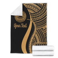 American Samoa Custom Personalised Premium Blanket - Gold Polynesian Tentacle Tribal Pattern - Polynesian Pride