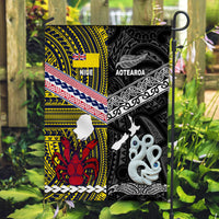 New Zealand And Niue Flag Together - Black LT8 House Flag - Polynesian Pride