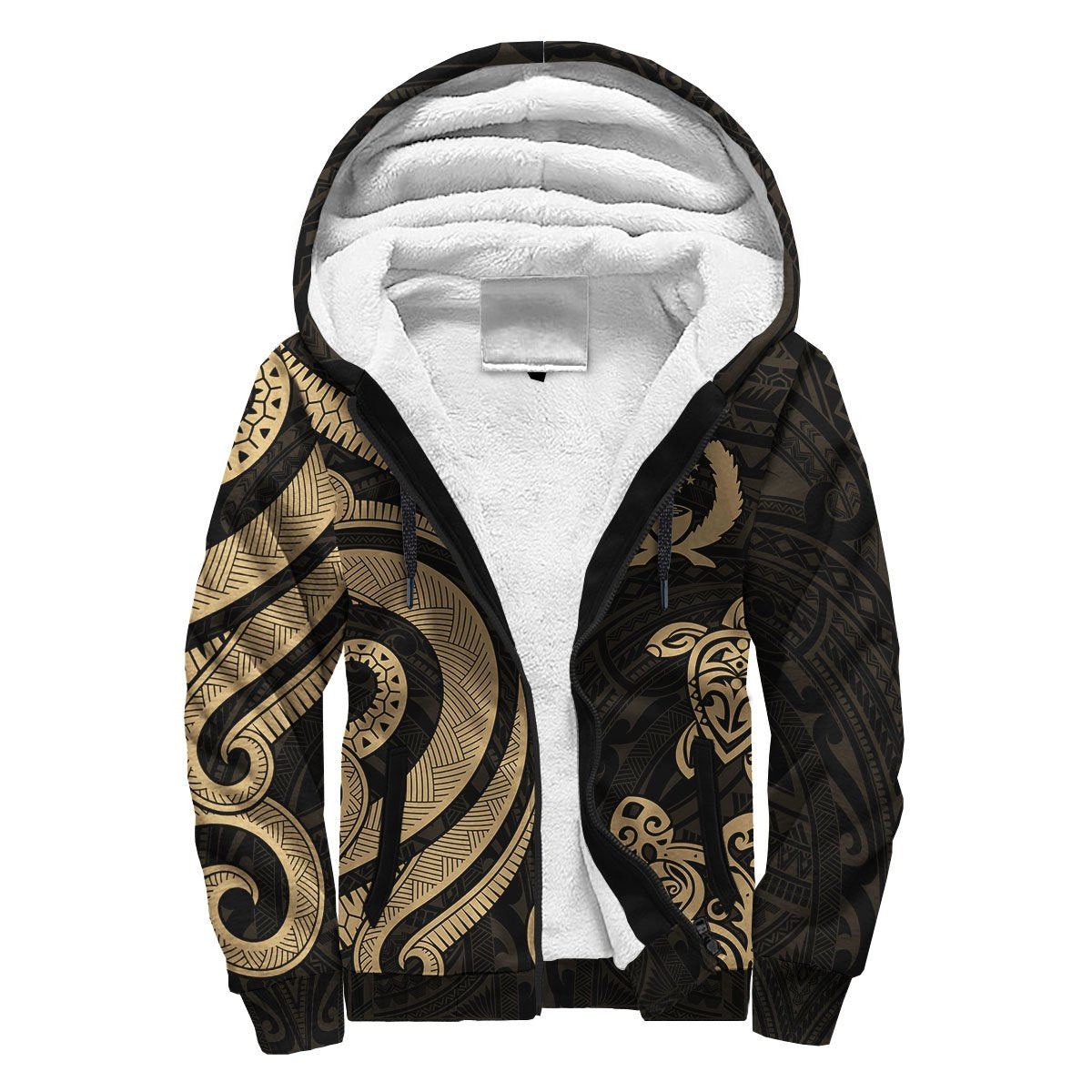 Pohnpei Sherpa Hoodie - Gold Tentacle Turtle Gold - Polynesian Pride