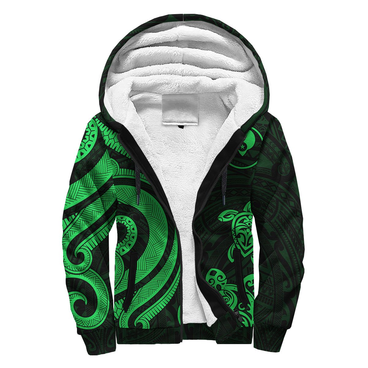 Yap Sherpa Hoodie - Green Tentacle Turtle Green - Polynesian Pride