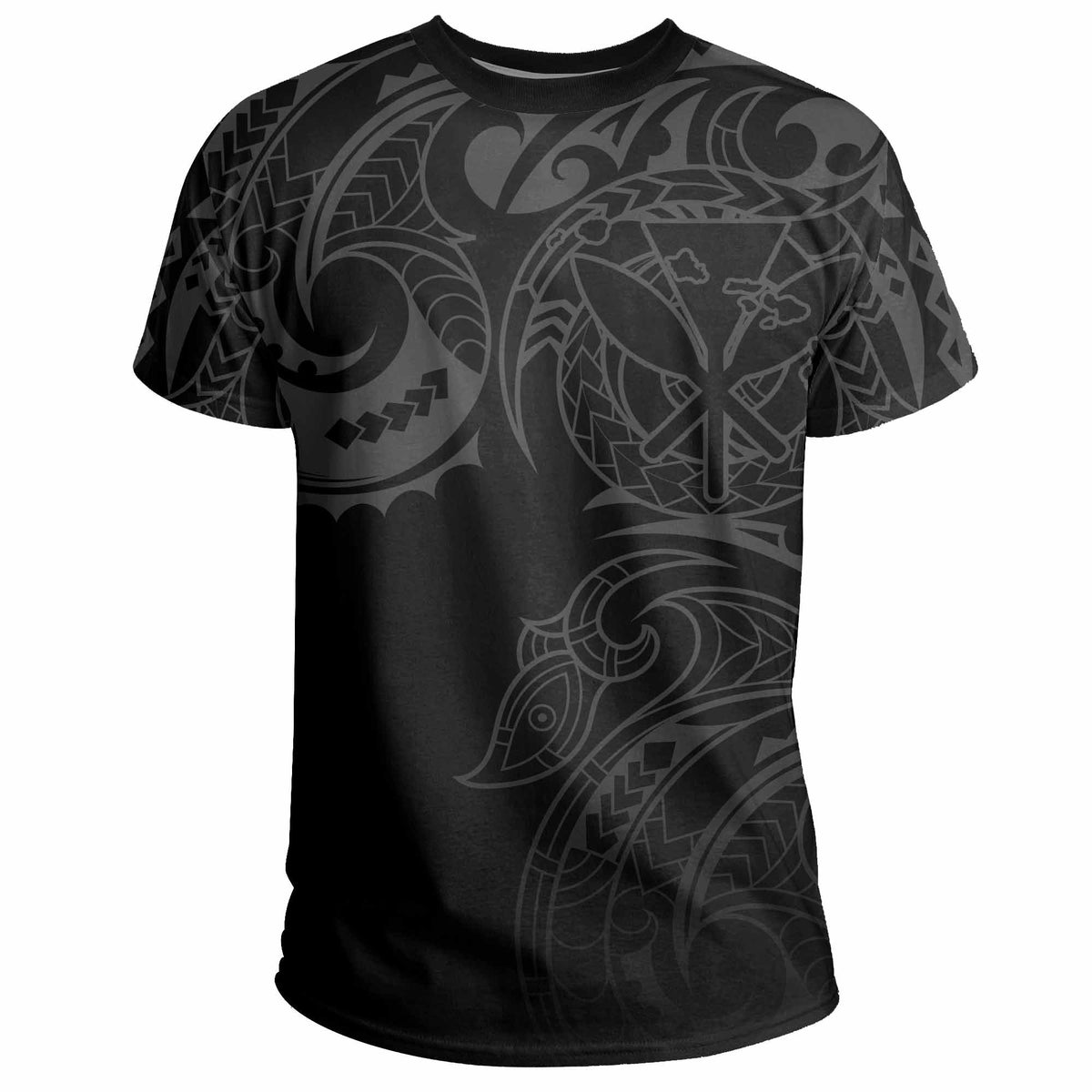 Hawaii Kanaka Polynesian Tribal T Shirt Gradiant Style Grey - Polynesian Pride