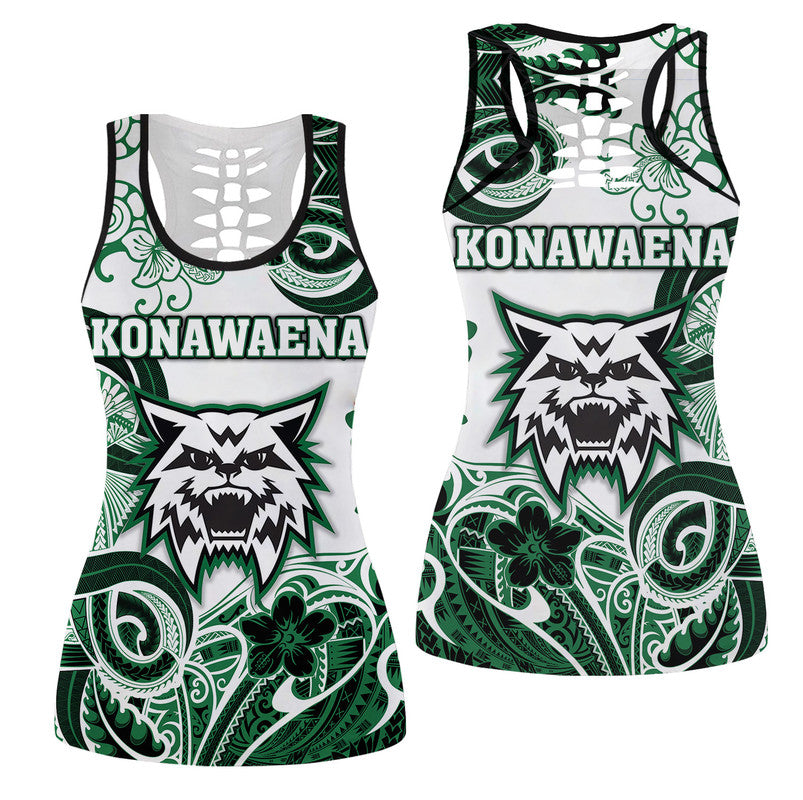 Hawaii Konawaena Wildcats School Hollow Tank Top Unique Style LT8 Female Green - Polynesian Pride