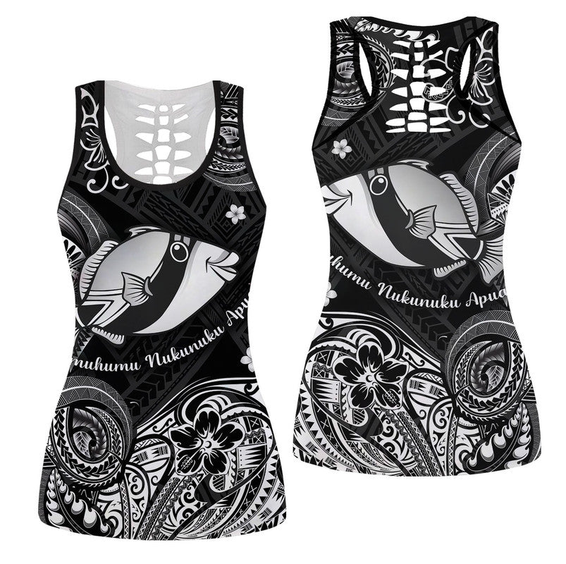 Hawaii State Fish: Humuhumu Nukunuku Apua'a Polynesian Hollow Tank Top Unique Style - Black LT8 Female Black - Polynesian Pride