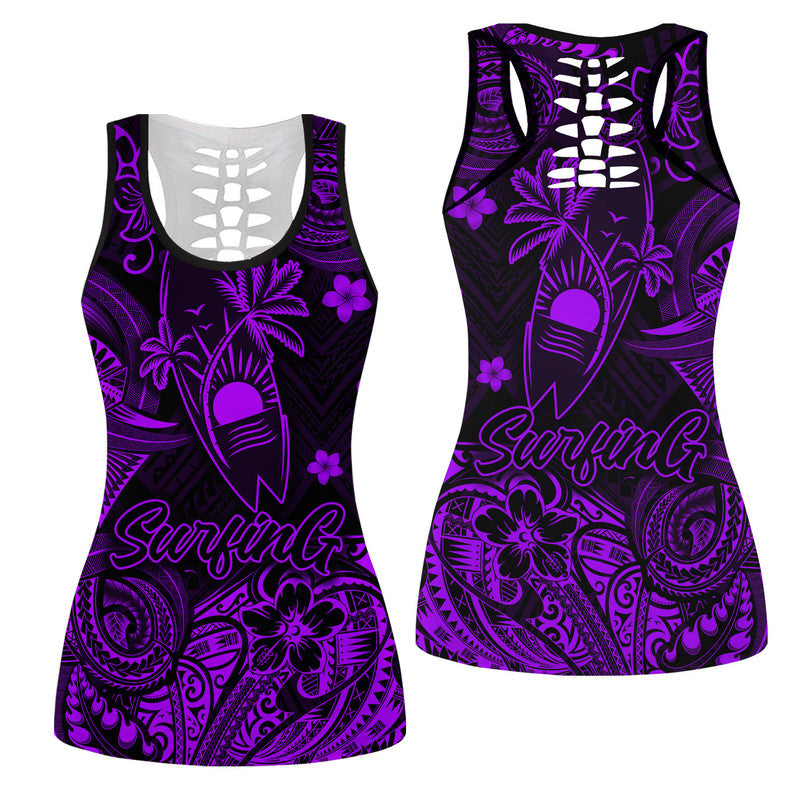 Hawaii Surfing Polynesian Hollow Tank Top Unique Style - Purple LT8 Female Purple - Polynesian Pride