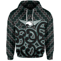 New Zealand Hoodie Maori Graphic Tee patterns Green LT6 Unisex Green - Polynesian Pride