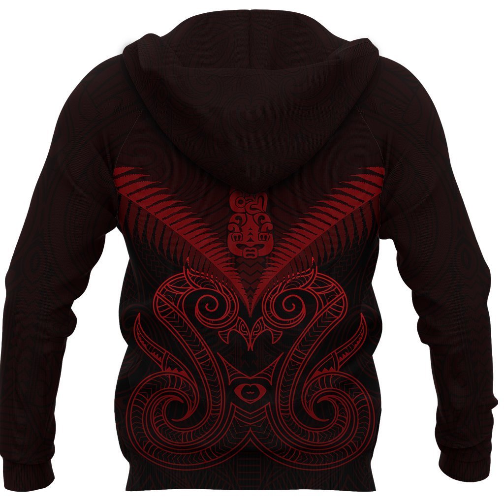 Maori Manaia New Zealand Zip up Hoodie Red - Polynesian Pride