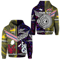 Custom New Zealand Niue Hoodie Maori and Polynesian Together Purple, Custom Text and Number LT8 Unisex Yellow - Polynesian Pride