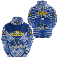 Custom Mate Maa Tonga Hoodie Leimatua Bulls Creative Style Blue, Custom Text and Number LT8 Unisex Blue - Polynesian Pride