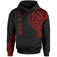 Samoa Custom Hoodie Samoan Tatau Red Patterns Unisex Black - Polynesian Pride