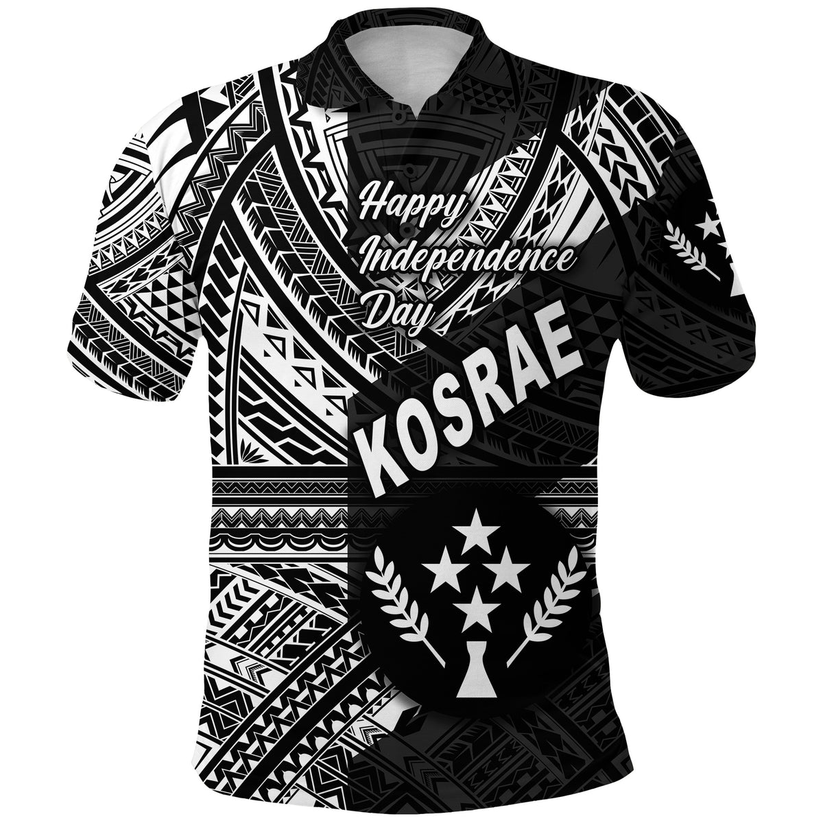 FSM Kosrae Polo Shirt Happy Independence Day Original Vibes Black LT8 - Polynesian Pride