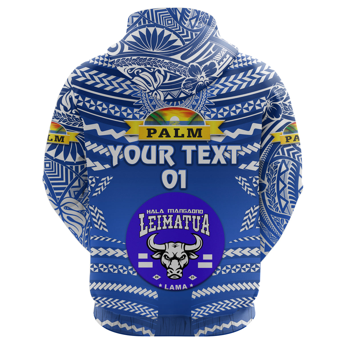 Custom Mate Maa Tonga Zip Hoodie Leimatua Bulls Creative Style Blue NO.1, Custom Text and Number LT8 - Polynesian Pride