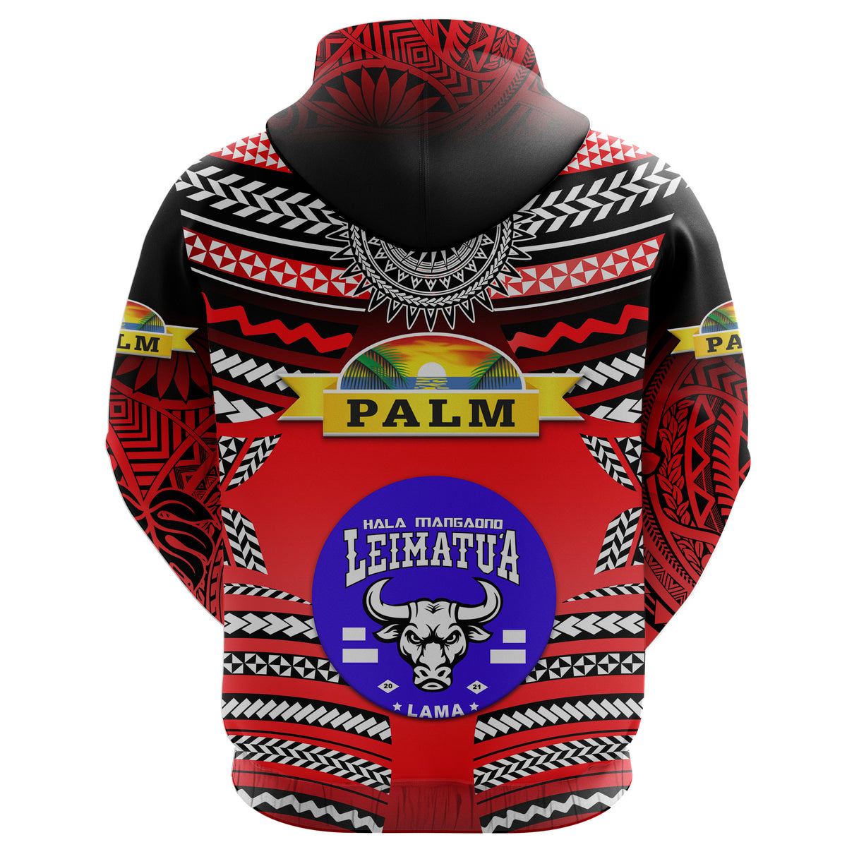 Custom Mate Maa Tonga Hoodie Leimatua Bulls Creative Style Red NO.1 LT8 - Polynesian Pride