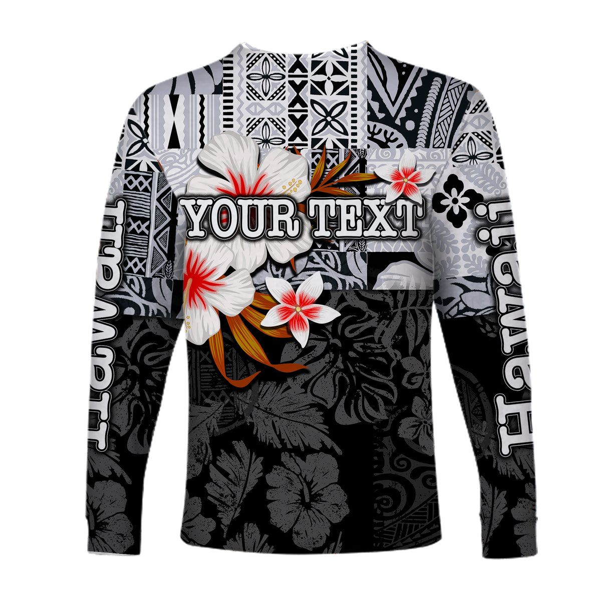 (Custom Personalised) Hawaii Fish Hook Long Sleeve Shirts Black Style LT6 - Polynesian Pride