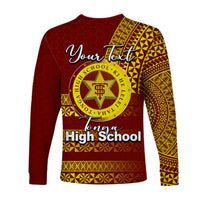 (Custom Personalised)Tonga High School Long Sleeve Shirt Tonga Tattoo Style LT6 - Polynesian Pride