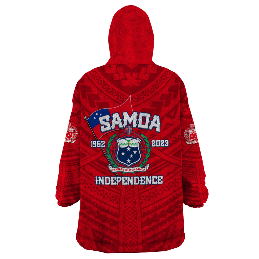 Samoa Independence Wearable Blanket Hoodie 2023 Red Style LT6 - Polynesian Pride