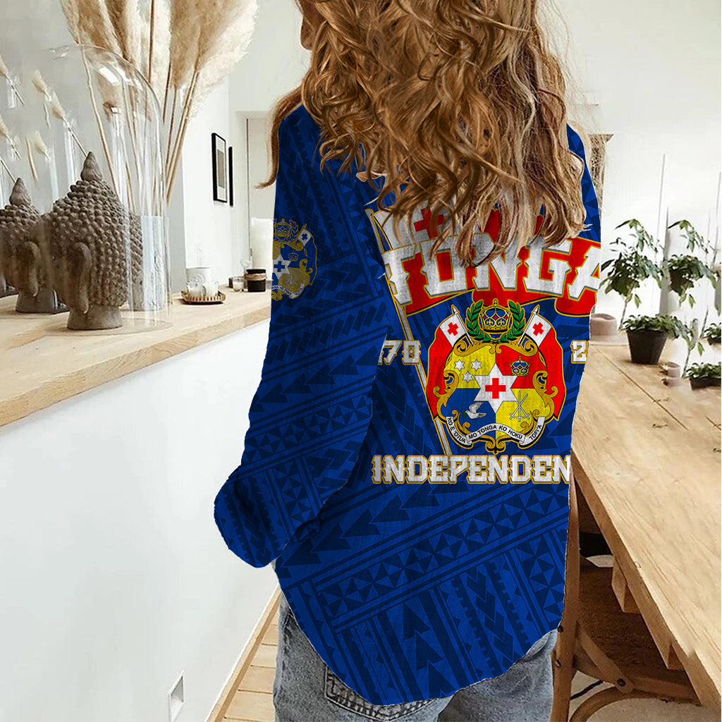 Tonga Independence Women Casual Shirt 2023 Blue Style LT6 - Polynesian Pride