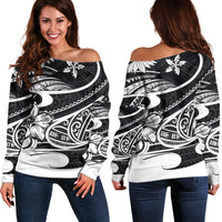 Polynesian Tribal Off Shoulder Sweater Black LT6 Women Black - Polynesian Pride