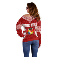 Personalised Tonga Independence Day Off Shoulder Sweater Kupesi Pattern Mix Style LT7 - Polynesian Pride
