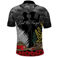 ANZAC DAY Polo Shirt Camo Style Slouch Hats Mix Silver Fern Golden Wattle LT7 - Polynesian Pride