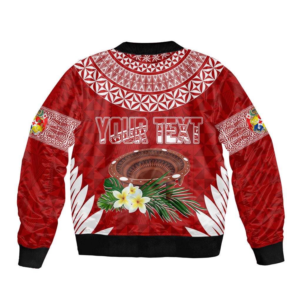 Personalised Tonga Independence Day Bomber Jacket Kumete Kava Bowl With Plumeria LT7 - Polynesian Pride