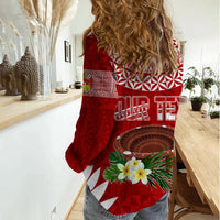 Personalised Tonga Independence Day Women Casual Shirt Kumete Kava Bowl With Plumeria LT7 - Polynesian Pride