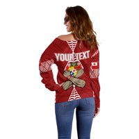 Personalised Tonga Rugby Off Shoulder Sweater Mate Ma'a Tonga Independence Day LT7 - Polynesian Pride