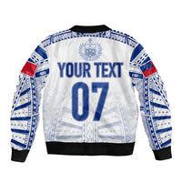 Personalised Samoa Rugby Sleeve Zip Bomber Jacket Manu Samoa Gradient White LT7 - Polynesian Pride