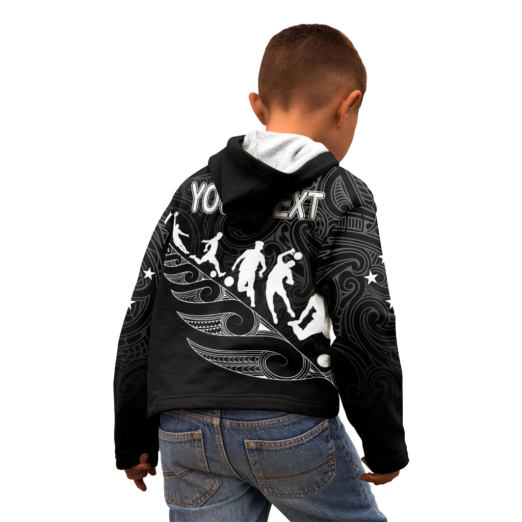 Personalised New Zealand Football Ferns Kid Hoodie Women's World Cup 2023 Tribal Koru Pattern LT7 - Polynesian Pride