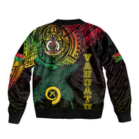 Personalised Vanuatu Bomber Jacket Turtle Chest Tattoo Flag Color LT7 - Polynesian Pride