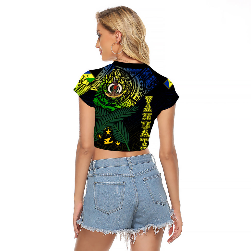 Personalised Vanuatu Raglan Cropped T Shirt Turtle Chest Tattoo Flag Color - Malampa LT7 - Polynesian Pride