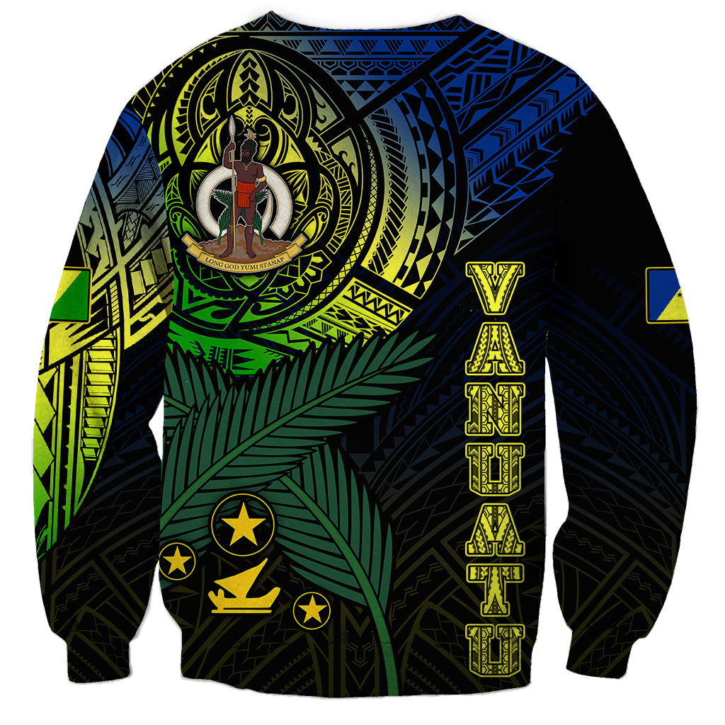 Personalised Vanuatu Sweatshirt Turtle Chest Tattoo Flag Color - Malampa LT7 - Polynesian Pride