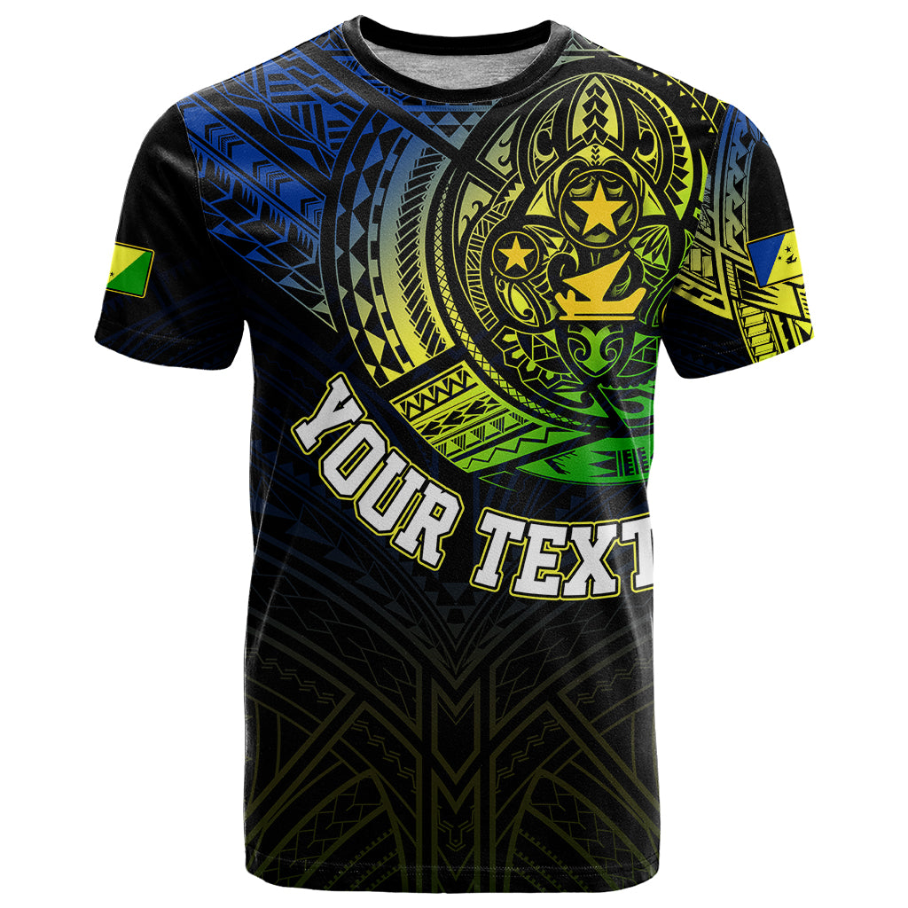 Custom Vanuatu T Shirt Turtle Chest Tattoo Flag Color Malampa LT7 Black - Polynesian Pride