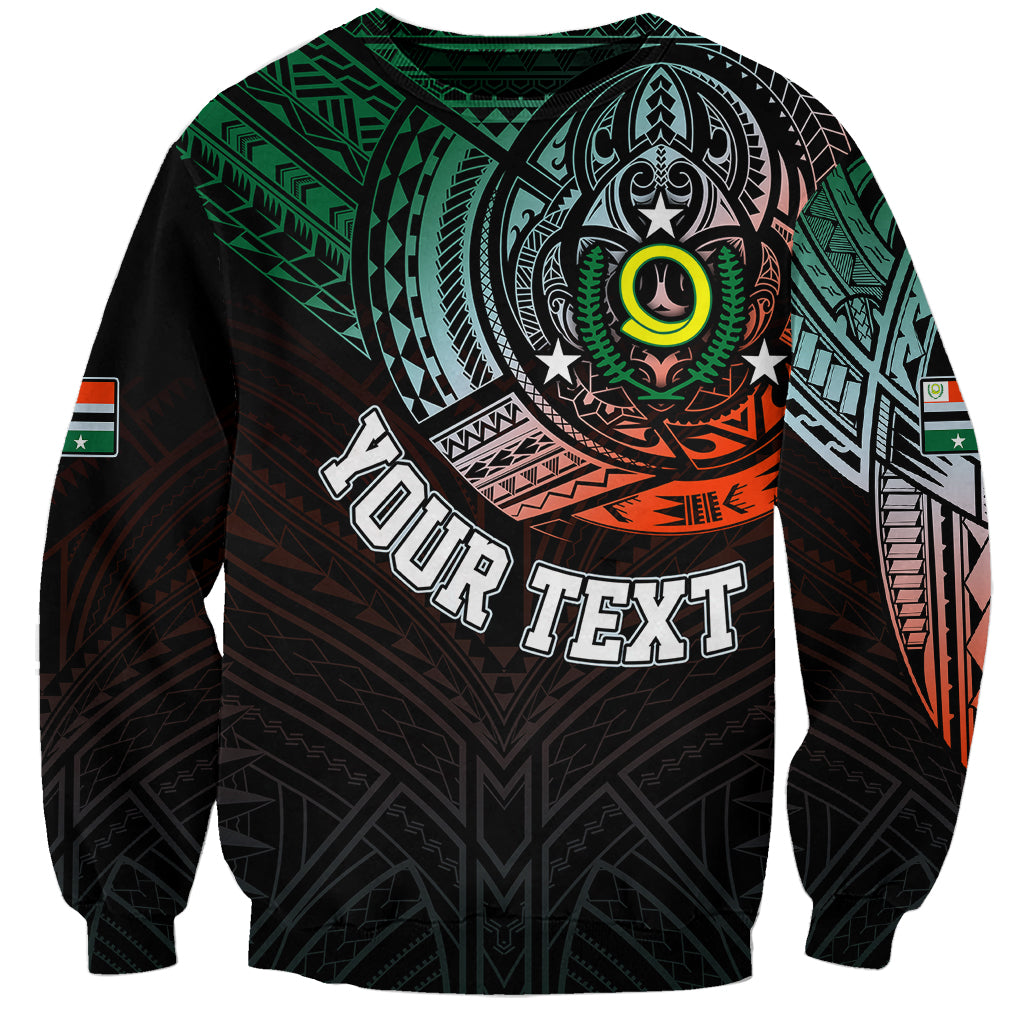 Personalised Vanuatu Sweatshirt Turtle Chest Tattoo Flag Color - Penama LT7 Unisex Black - Polynesian Pride