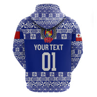 Custom Tonga Hoodie Emancipation Day Simple Ngatu Heilala Flower Blue LT8 - Polynesian Pride